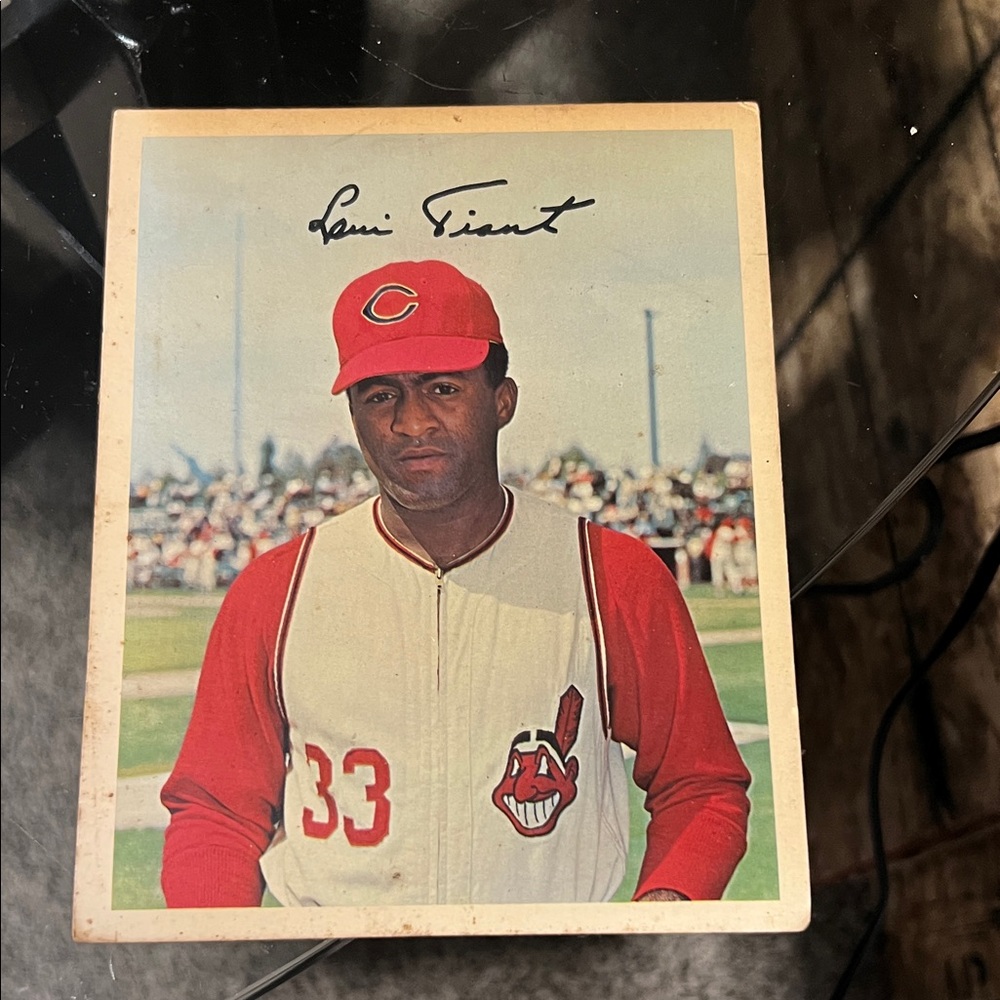 Vintage Signed Baseball Card with Red Accents